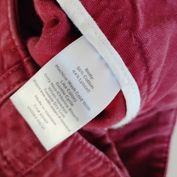 Talbots Slim Cargo Pants Cranberry Red Cotton Blend Classic Carhartt Style Sz 10 - Picture 17 of 17